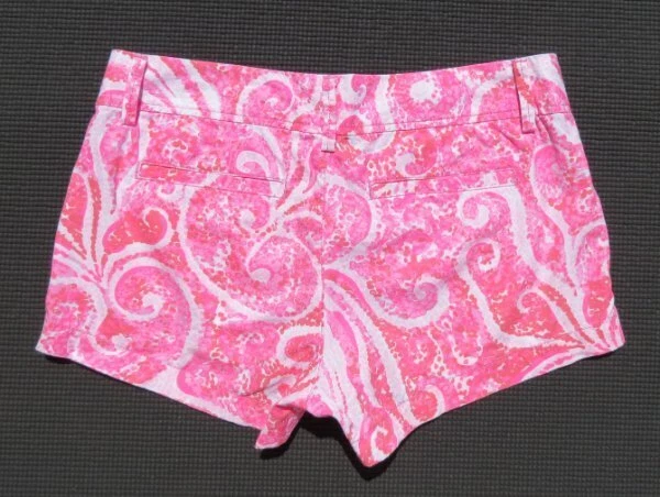 LILLY PILITZER US S 4 White Pink Paisley Print 100% Cotton The WALSH Shorts MINT - Image 2 of 3