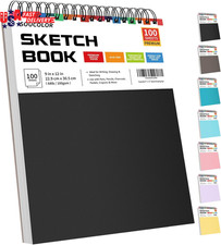 9" X 12" Sketch Book, 100 Sheets Top Spiral Bound Sketchbook with Acid-Free 68Lb