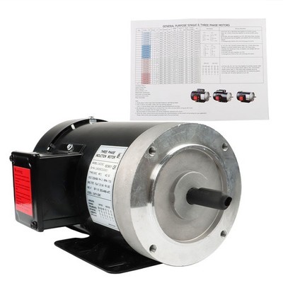 New 2 HP 3 Phase Electric Motor 56C Frame 1800 RPM TEFC 230 / 460 Volt