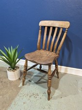 Antique Elm Chair Farmhouse Rustic Kitchen Dining Chair Victorian Bedroom  4