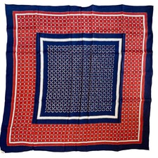 Vintage 80s Silk Nautical Rope Chain Print Square Scarf Coastal Preppy Yacht 30"