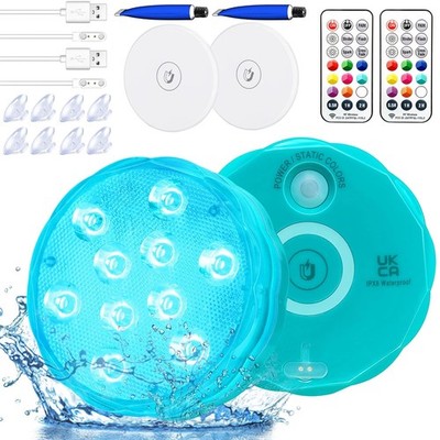 RGB Unterwasser Poolleuchte 2 Stück magnetisch wasserdicht mit Fernbedienung