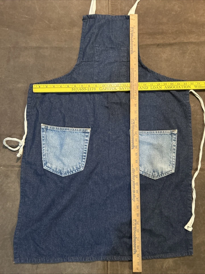 Vtg Clean Indigo Denim Selvedge SHOP FACTORY Painter Smock Apron WEARWEAR - Image 2 of 4