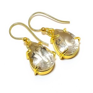 Authentic Green Amethyst - Brazil 18k Yellow Gold Plated Earring 1.17" E7624-20