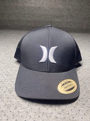 Hurley Mesh Trucker Hat/Cap Black Snapback Adj.  Yupoong Authentic  One Side NWT