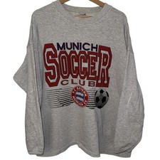 Vintage 90s Bayern Munich Football Soccer Sweatshirt, Grey, Large - XL