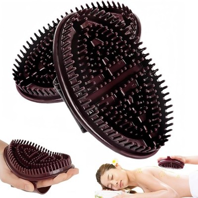 2 Pcs Meridian Brush Massage Brush, Beauty Salon Professional Custom brown