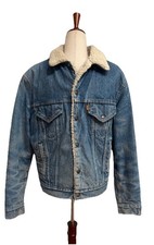 Levi's Sherpa Lined Trucker Jacket Vintage 70's Orange Tab Size 42 USA Made