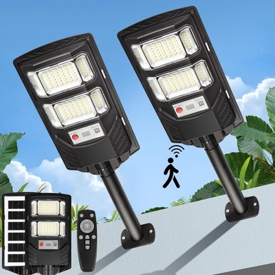 Solar Street Lights Outdoor Waterproof: 2 Pack LED Solar Dusk to Dawn Flood L...