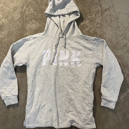 UNDERCOVER Victoria's Secret ROSA Felpa con Cappuccio Donna Taglia Small Campus Oversize Pile Grigio