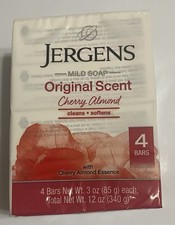 4 Bars JERGENS Mild Soap Original Scent Cherry Almond Cleans softens 3.5 Oz.each