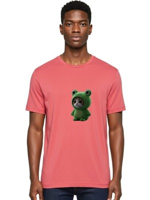 Cat-In-Frog-Costume-2 Mens Graphic Tee, 100% Cotton, Casual Summer Wear