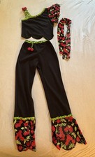 Dance Costume Two Piece Child  s Medium Jazz Or Flamenco Inspired Cherries
