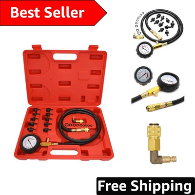 #ad Complete Oil Pressure Kit 0 140 PSI Gauge amp; Shockproof Case for Mechanics $50.99