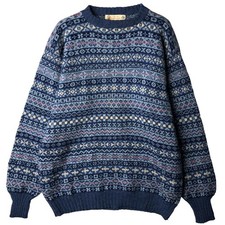 Vintage 70'S-80'S SHETLAND ISLANDS Snow Pattern Nordic Sweater Made in Irela...