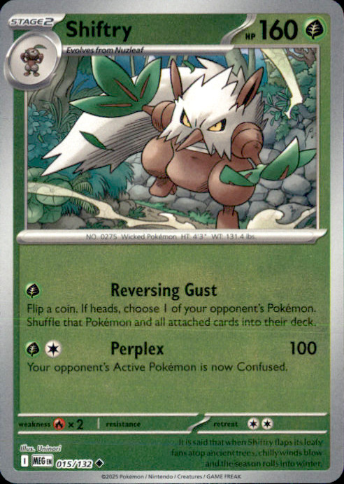 Shiftry Reverse Holo Uncommon ME01: Mega Evolution 015/132 NM Uninori 2025