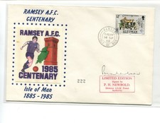 Isle of Man 1985 Ramsey AFC Centenary cover, Autographed PO Director
