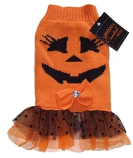 Urban Essentials Pets Fall Pumpkin Halloween Dog Sweater Dress Costume S