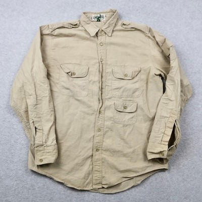 VTG 90s American Eagle Outfitters Mens Khaki Tan Cotton Safari Field Shirt M