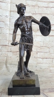 Art Deco Bronze Sculpture Statue Figure Man Viking Warrior Antique Reproduction
