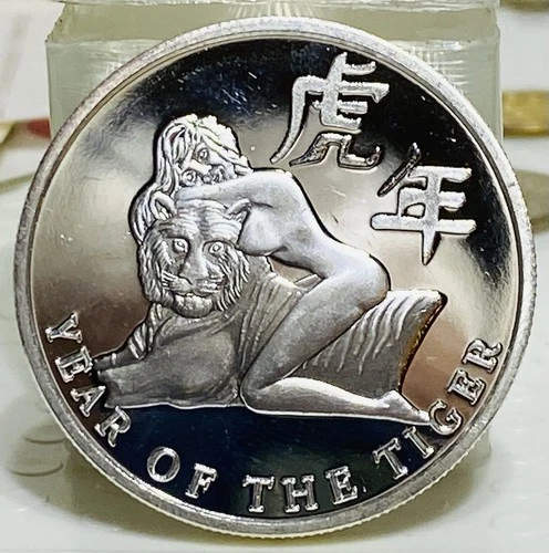 1 Ounce .999 Silver SEXY “Year Of The Tiger” PROOF - Woman & Tiger AWESOME!