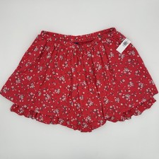 Old Navy Girls XXL 18 Red Floral Fun Skort Pull On Elastic Waist NWT