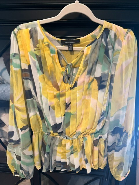 Woman's WHBM Blouse- Yellow, Blue Green