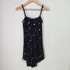 Urban Outfitters Dress Womens Small Black Floral Embroidered Mesh Babydoll Y2K