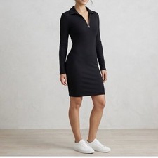 Lole Traverse 1/2 Zip Ribbed Dress Black Long Sleeve Eco Conscious Size XS NWT