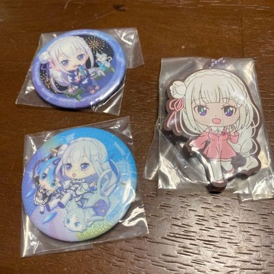Re:Zero Emilia Acryl Schlüsselanhänger/Dosenabzeichen 3er Set