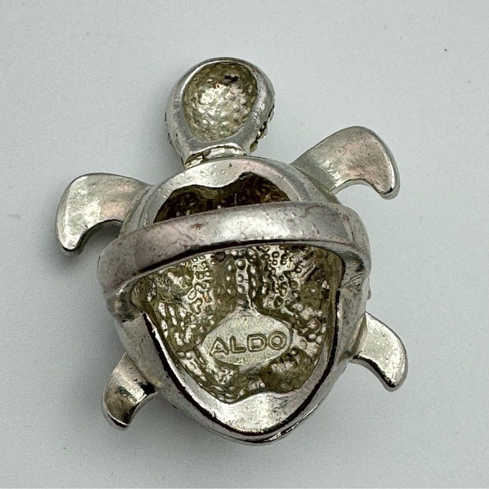 ALDO Crystal Turtle Statement Ring Silver Tone Si… - image 7