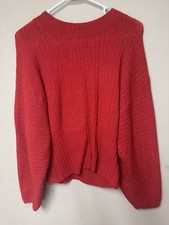 Red Ribbed Knit Pullover Sweater - Women  s Medium By Pink Rose