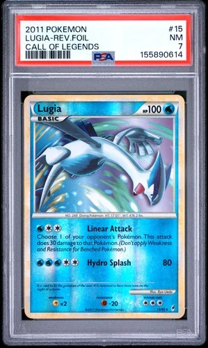 2011 POKEMON CALL OF LEGENDS #15 LUGIA-REVERSE FOIL PSA 7
