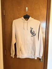 Beige Graphic Koi Sweatshirt Hoodie Size Medium Unisex