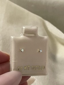 14k Gold Tiny Iridescent Earrings