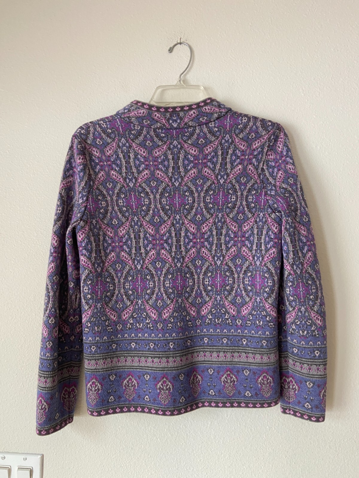 Pendleton Cardigan Purple Patterned Knit Merino W… - image 2