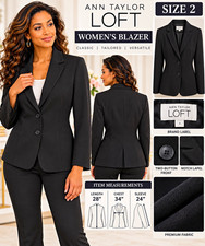 Ann Taylor LOFT Women's Black Tailored Blazer Jacket Size 2 Two Button Career