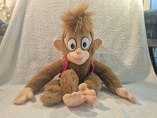 Vintage Disney Aladdin Abu 10" Stuffed Plush Mattel 1992 Hard Eyes - Vest/Hat