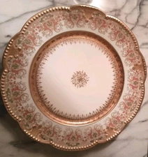 Antique Limoges Hand Painted Luncheon Plate Scalloped Edge C 1900/ late 18OOs