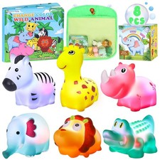 Glow Bath Toys for Toddlers  Kids - Light Up Animal Bath Time Set with Book  O