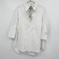 Tuckernuck White Willow Blouse sz S Collared Cotton Stretch Poplin Top NWF