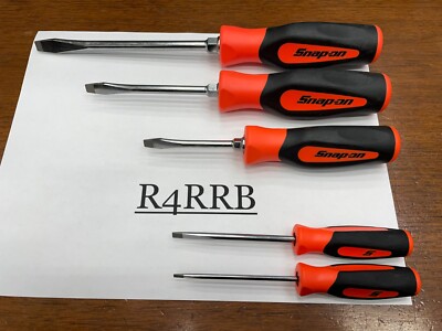 Snap-on Tools USA NEW 5pc ORANGE Soft Grip Flat Head Screwdriver