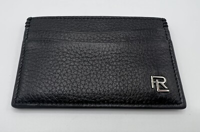 Ralph Lauren Purple Label Black Leather Card Holder Made in Italy 
