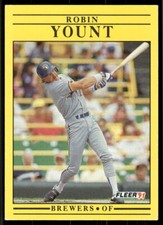 1991 Fleer #601a Robin Yount Jumbo Pack version: Bat tip cut off