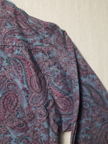 Camisa vintage azul ancla abotonada cachemira púrpura para hombre L EE. UU. algodón - Imagen 5 de 19