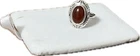 Vintage CII Ring Red Carnelian Cabochon 925 Sterling Silver Mexico Sz 6.75