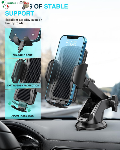Hoppac Porta Cellulare Auto, Supporto Telefono Auto per Cruscotto e Parabrezza, - Foto 4 di 7