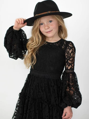 Girls Lace Long Sleeve Pink Dress Baby Kids Bohemia Princess Party Costumes - Picture 21 of 28