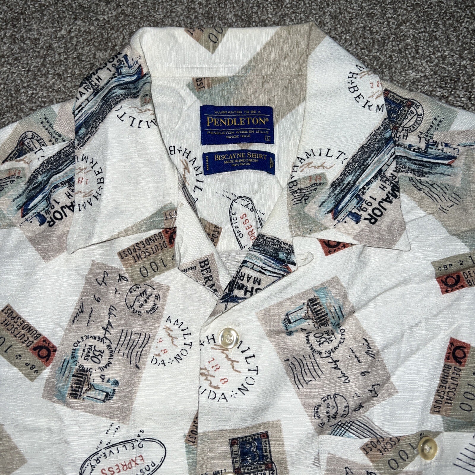 Pendleton Button Down Biscayne Shirt Mens Size L - image 2