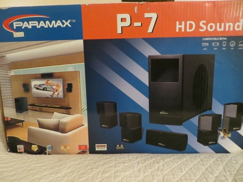 Paramax P 7 HD Sound 6 Piece Home Theater Speaker System Black NEW Paramax P 7 HD Sound 6 Piece Home Theater Speaker System Black NEW